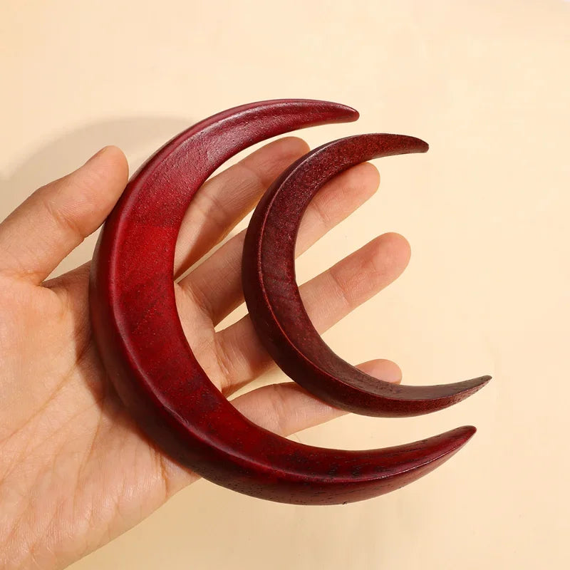 Moon Hair Fork Hairpin for Women 5.12'' Moon Stick Hand Carved Clip Thin Hair Accessories Wooden Barrettes Lightweight Styling Tool