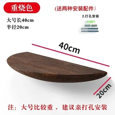Semicircle Wooden Wall Shelf Background Wall Hanging Projector Display Stand Suspension Home Decoration Storage Organization