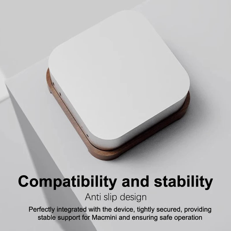 2024 Wooden Mac Mini M4/M4 Pro Stand-Ventilated Cooling Base with Lock Buckle and Anti-Slip Design for Apple Mac Mini,Sleek and Stylish Desktop Accessory
