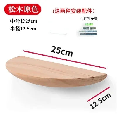 Semicircle Wooden Wall Shelf Background Wall Hanging Projector Display Stand Suspension Home Decoration Storage Organization