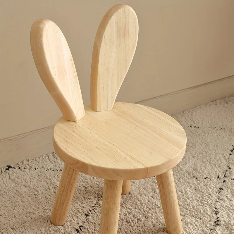 Wooden Step Stool Children Toddler Chair Kids Desk Chair with Non-Slip Foot Mat Wood Wax Oil Craft Sensory Table for Kids Playroom Classroom Boys Girls Age 2+