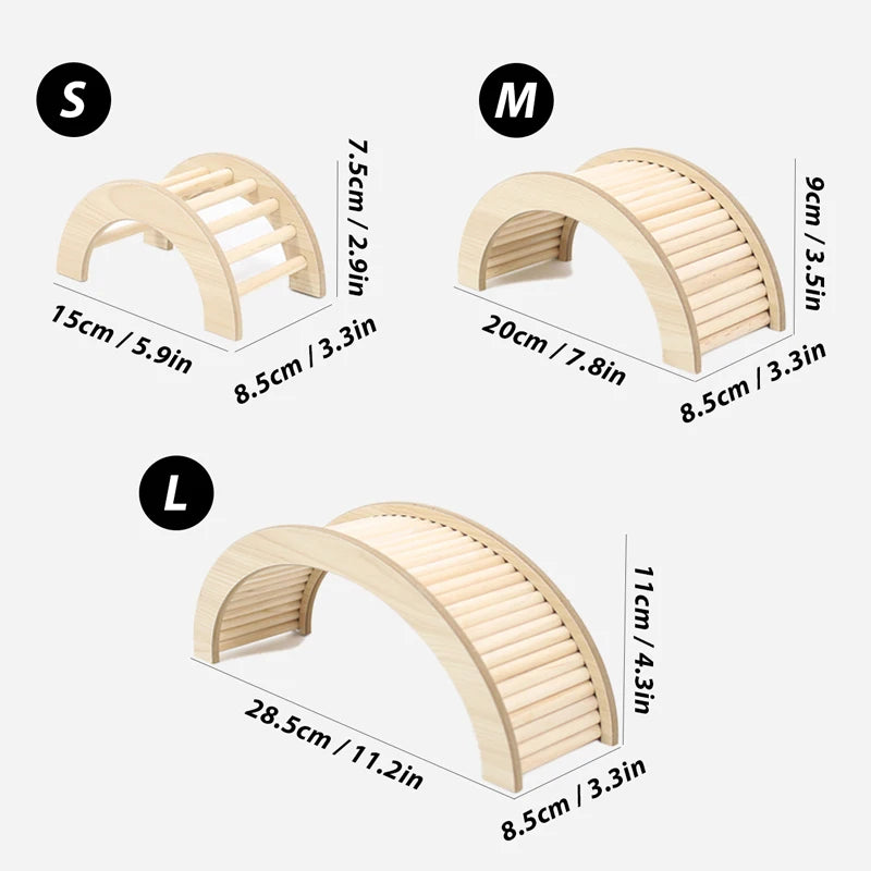 Sofier Hamster Bridges Natural Wooden Hideout Tunnel Ladder Hamster Cage Accessories Chew Toys for Guinea Pig Rat Chinchilla