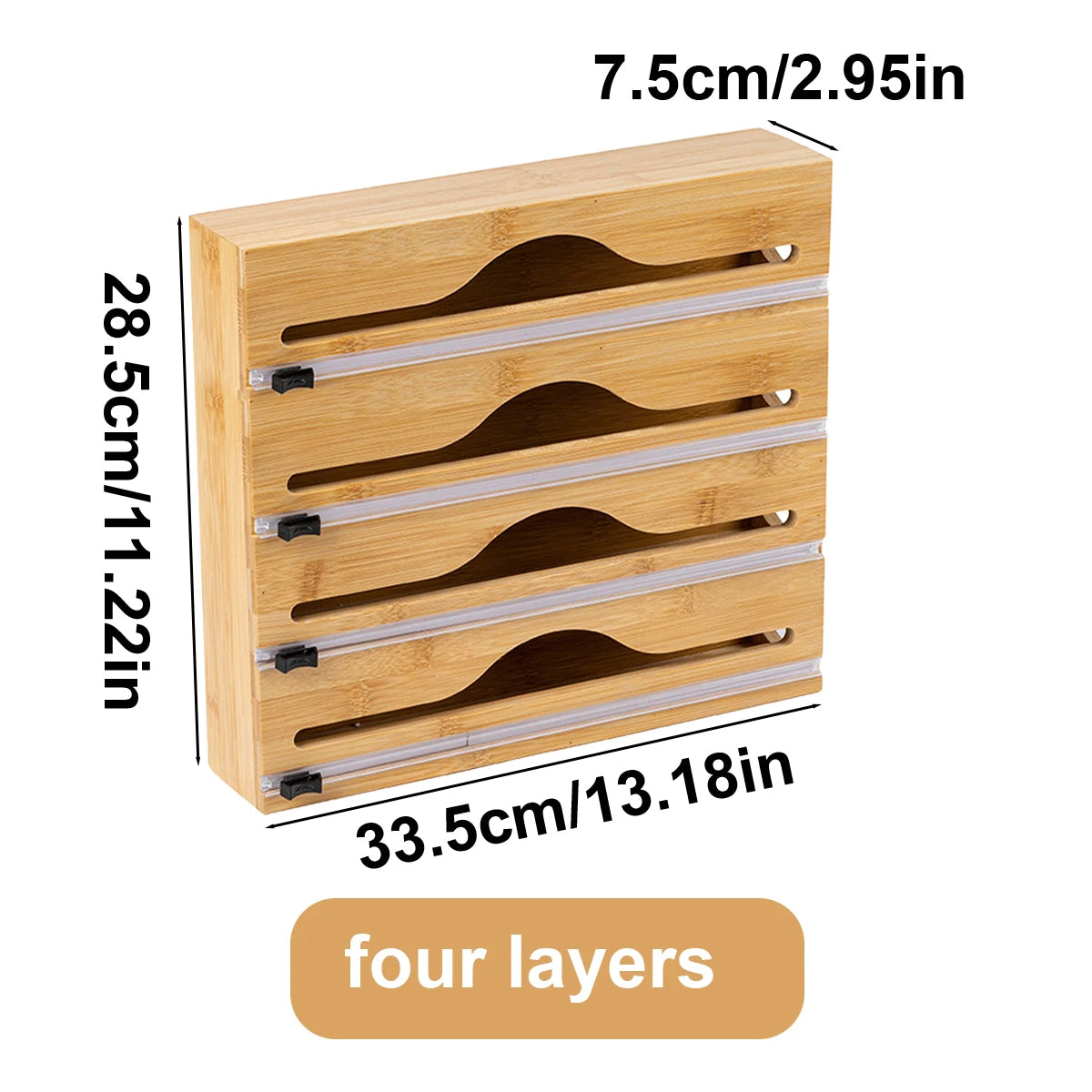 WrapNeat 3 in 1, 2in 1, 4 in 1, and 1 in 1, Wrap Organizer with Cutter and Labels, Plastic Wrap, Aluminum Foil and Wax Bamboo Dispenser for Kitchen Storage Organization Holder for 12" Roll