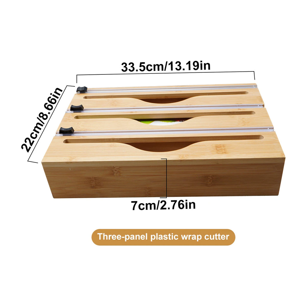 WrapNeat 3 in 1, 2in 1, 4 in 1, and 1 in 1, Wrap Organizer with Cutter and Labels, Plastic Wrap, Aluminum Foil and Wax Bamboo Dispenser for Kitchen Storage Organization Holder for 12" Roll