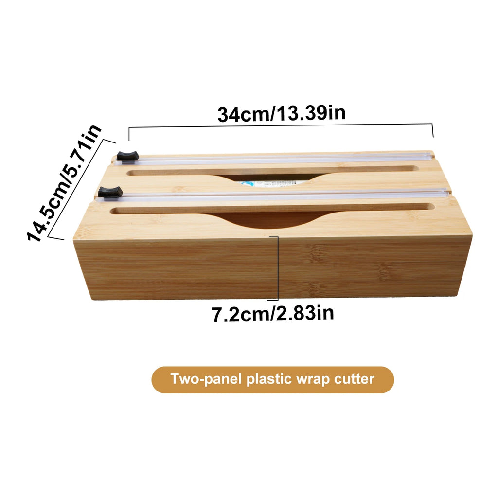 WrapNeat 3 in 1, 2in 1, 4 in 1, and 1 in 1, Wrap Organizer with Cutter and Labels, Plastic Wrap, Aluminum Foil and Wax Bamboo Dispenser for Kitchen Storage Organization Holder for 12" Roll