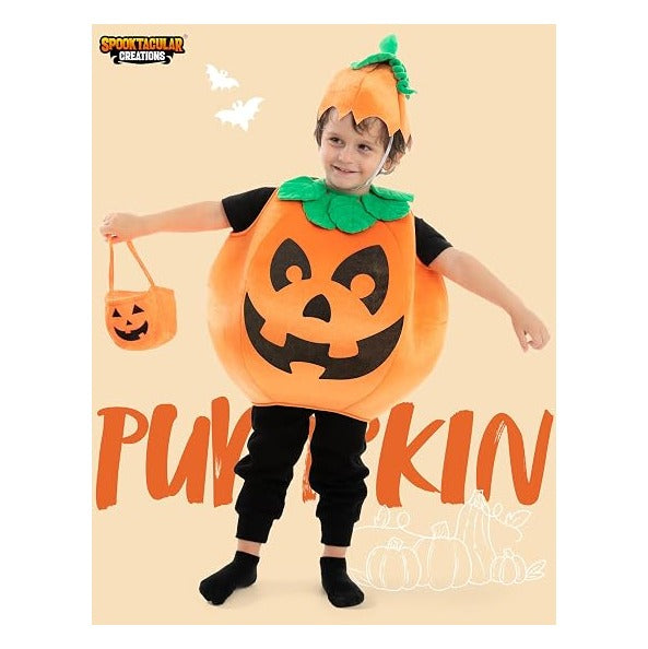Creations Halloween Pumpkin Costume Kids with Basket Outfit for Toddler Child Halloween Dress Up Party