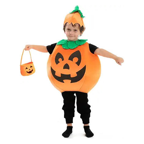 Creations Halloween Pumpkin Costume Kids with Basket Outfit for Toddler Child Halloween Dress Up Party