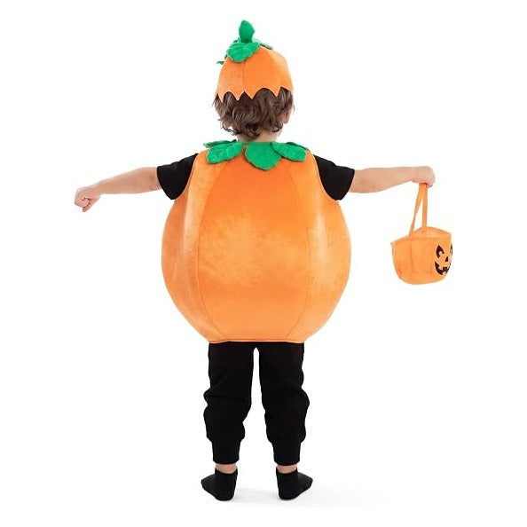 Creations Halloween Pumpkin Costume Kids with Basket Outfit for Toddler Child Halloween Dress Up Party