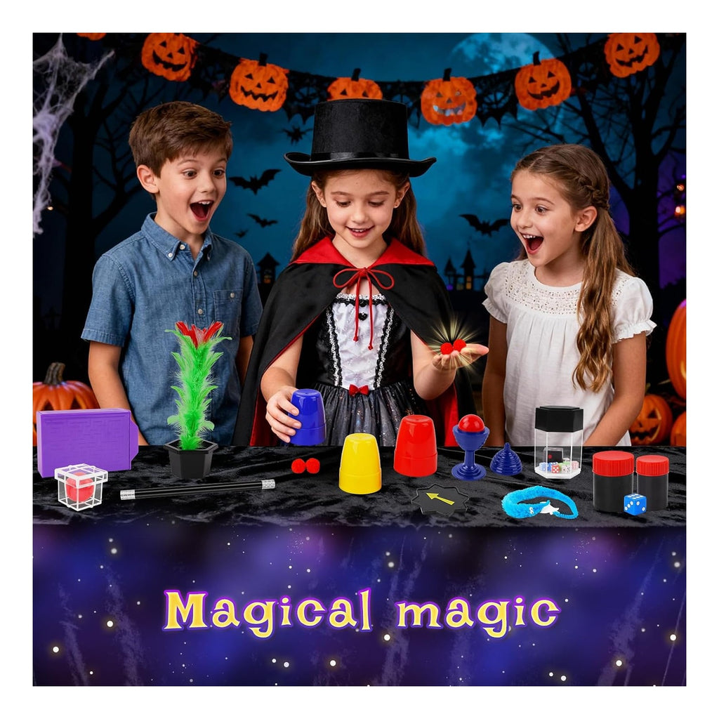 Magic Kit, Magic Tricks Includes Magic Wand and Magician Costume, Exciting Starter Magic Set Gift for Boys Girls Ages 6-12, Magic Tricks for kids, Perfect for Christmas, Halloween, and Birthday