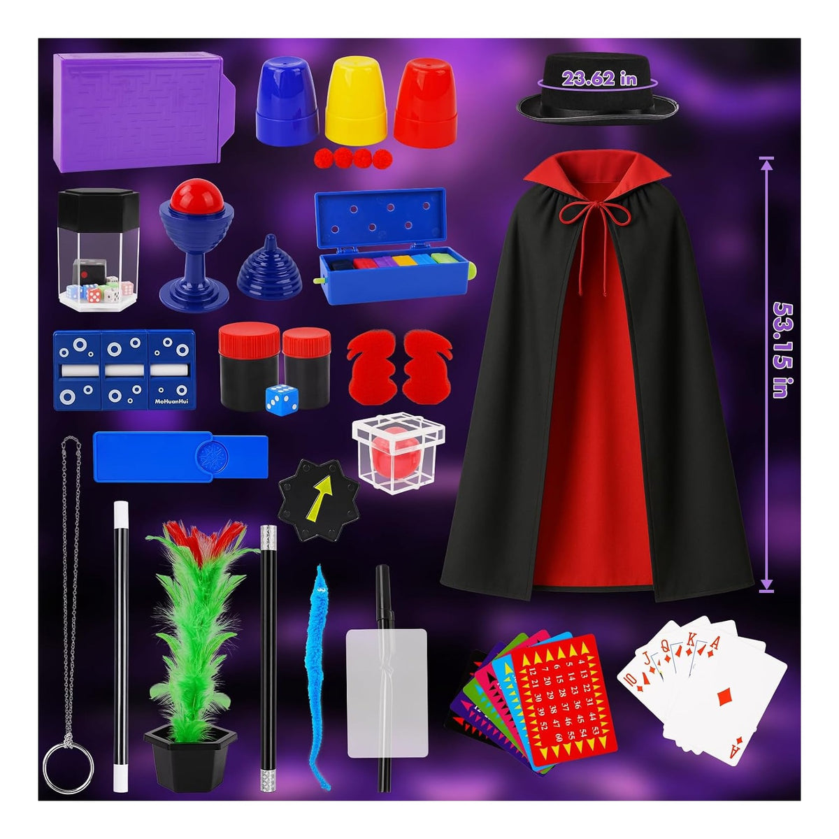 Magic Kit, Magic Tricks Includes Magic Wand and Magician Costume, Exciting Starter Magic Set Gift for Boys Girls Ages 6-12, Magic Tricks for kids, Perfect for Christmas, Halloween, and Birthday