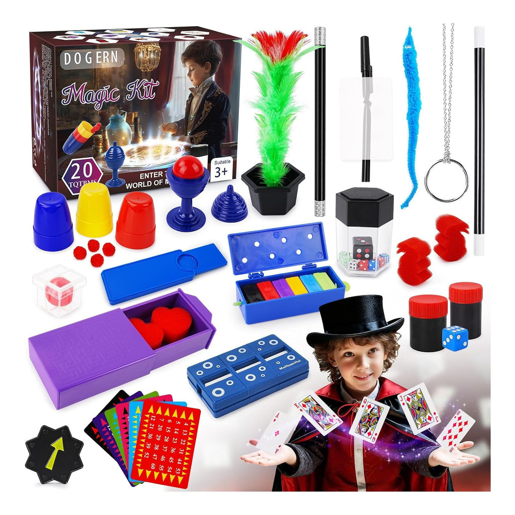 Magic Kit, Magic Tricks Includes Magic Wand and Magician Costume, Exciting Starter Magic Set Gift for Boys Girls Ages 6-12, Magic Tricks for kids, Perfect for Christmas, Halloween, and Birthday