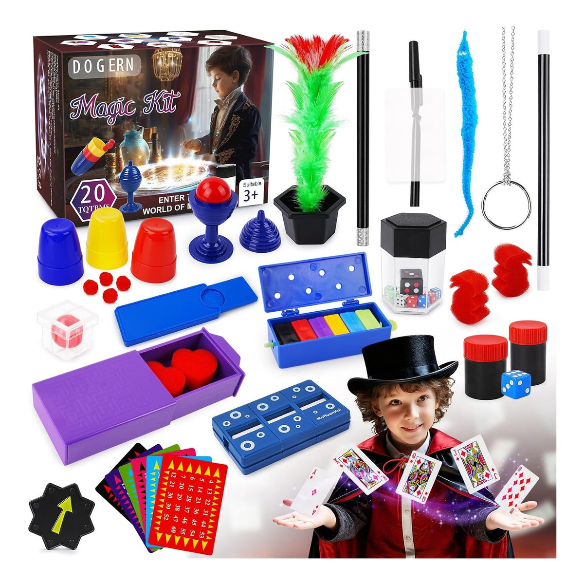 Magic Kit, Magic Tricks Includes Magic Wand and Magician Costume, Exciting Starter Magic Set Gift for Boys Girls Ages 6-12, Magic Tricks for kids, Perfect for Christmas, Halloween, and Birthday