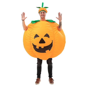 Pumpkin Costume Adult Inflatable Blow Up Jumpsuit, Orange