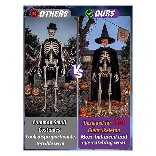 12 Foot Skeleton Outfits for Halloween Outdoor Decorations