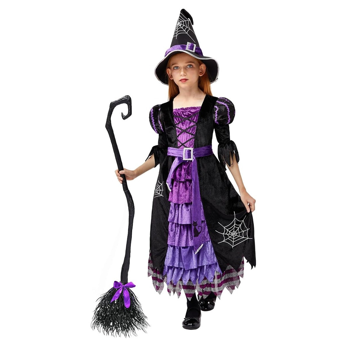 Creations Fairytale Witch Cute Witch Costume Deluxe Set with Broom for Girls