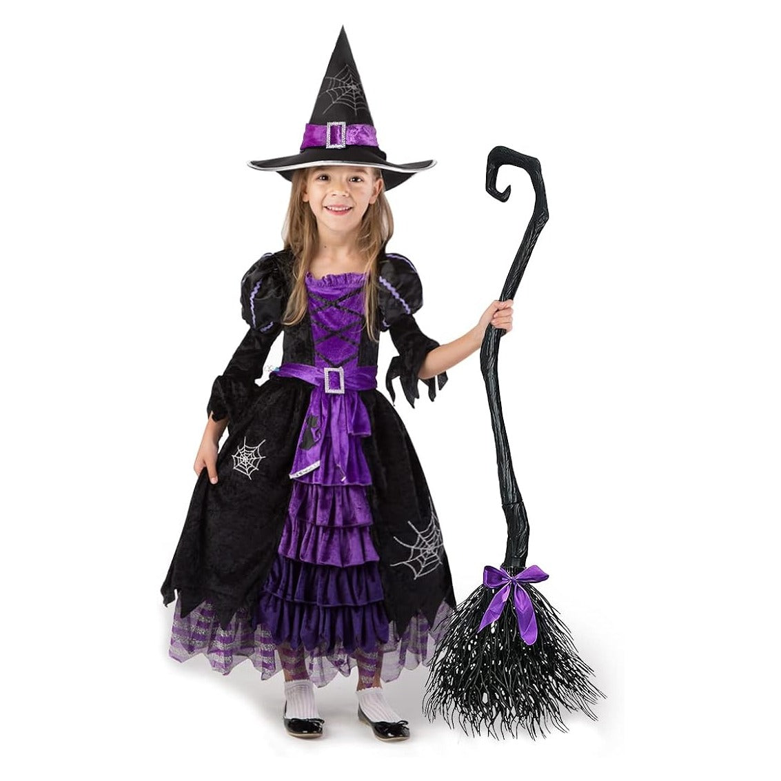 Creations Fairytale Witch Cute Witch Costume Deluxe Set with Broom for Girls