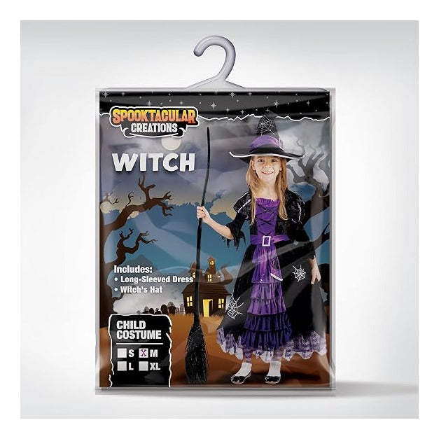 Creations Fairytale Witch Cute Witch Costume Deluxe Set with Broom for Girls