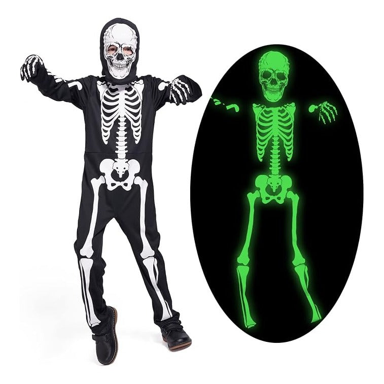 Party Kids Skeleton Costume Glow in the Dark Skeletons Halloween Skeleton Costumes for Boys and Girls