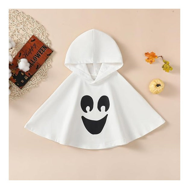 Kids Toddler Boy Girl Halloween Costume Ghost Smile Cloak Hooded Cape Poncho Fancy Party Cosplay Outfits