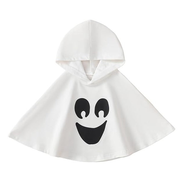 Kids Toddler Boy Girl Halloween Costume Ghost Smile Cloak Hooded Cape Poncho Fancy Party Cosplay Outfits