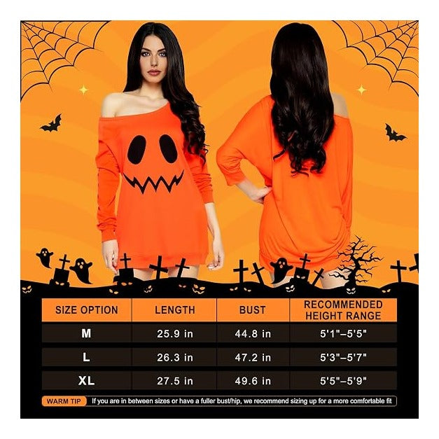 Halloween Costume Set for Women Adult Ghost Pumpkin Costume Outfit