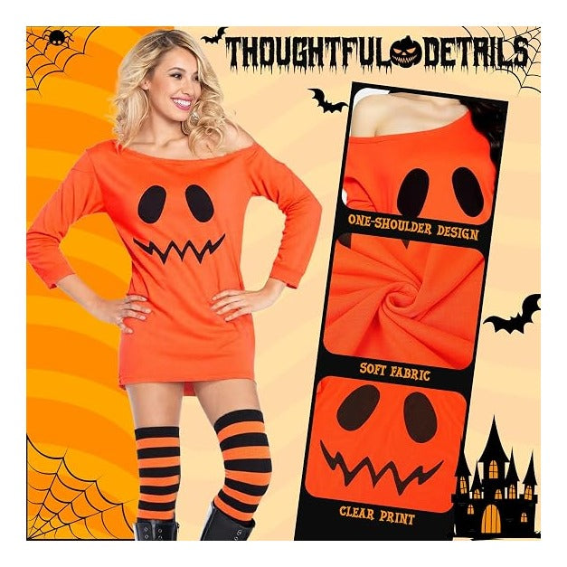 Halloween Costume Set for Women Adult Ghost Pumpkin Costume Outfit
