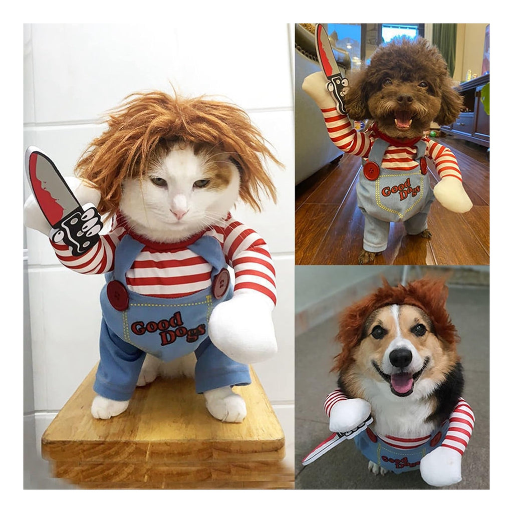 Pet Deadly Doll Dog Costume, Cosplay Halloween Christmas Funny Clothes Party Costume for Small Medium and Large Dogs