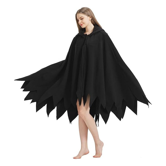 Adult Mothman Costume Halloween Poncho Cosplay Hooded Cape
