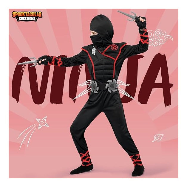 Creations Halloween Ninja Costume, Ninja Outfit Set for Kids, Halloween Costumes for Boys Dress Up Party