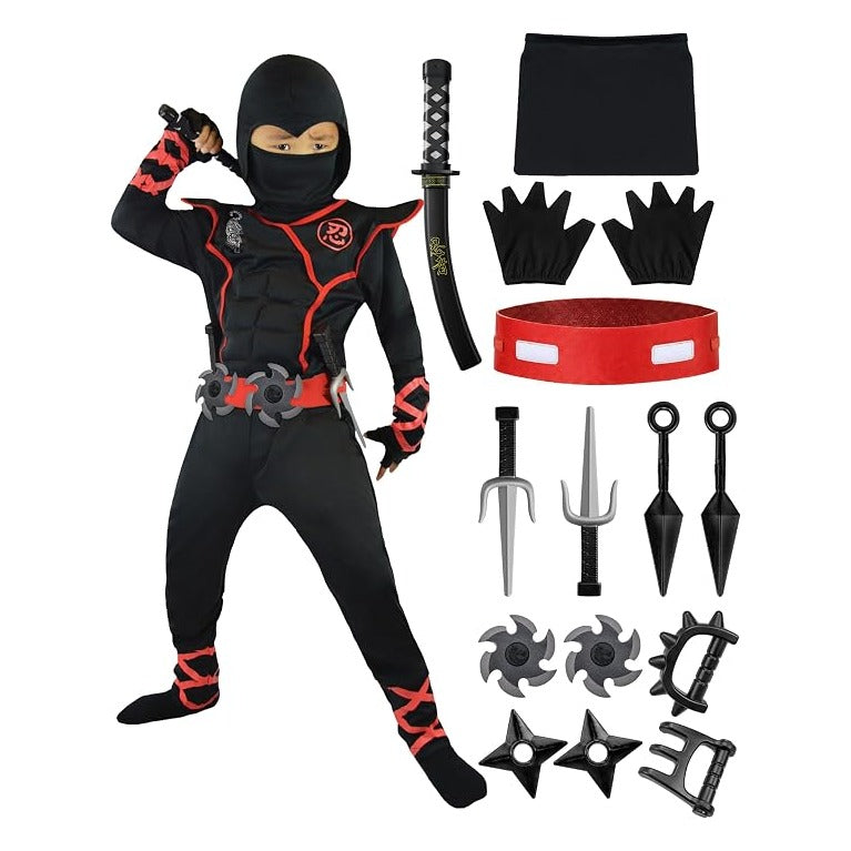 Creations Halloween Ninja Costume, Ninja Outfit Set for Kids, Halloween Costumes for Boys Dress Up Party