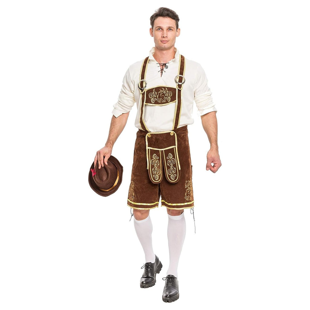 Creations Lederhosen Men Oktoberfest Outfit Costume, Halloween German Bavarian Costume for Adults Beer Festival