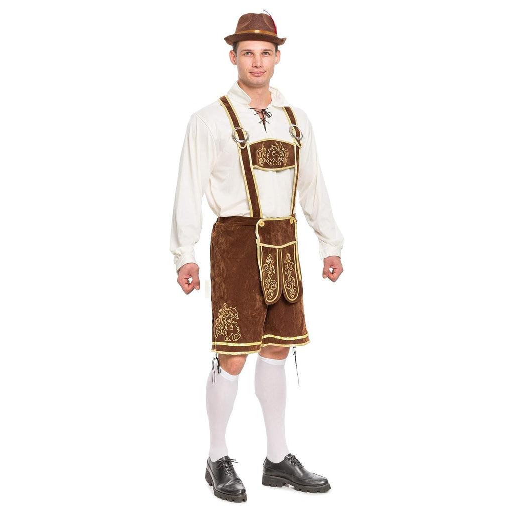 Creations Lederhosen Men Oktoberfest Outfit Costume, Halloween German Bavarian Costume for Adults Beer Festival
