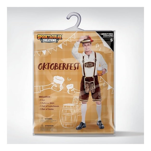 Creations Lederhosen Men Oktoberfest Outfit Costume, Halloween German Bavarian Costume for Adults Beer Festival
