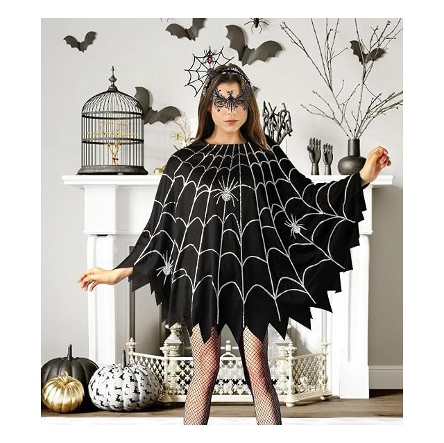 3 Pcs Spider Web Costume for Women,Easy Halloween Costume for Adults