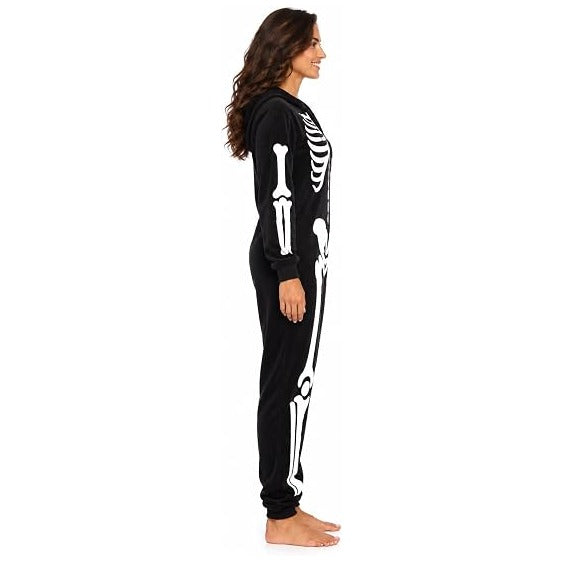 Just Love Women's Adult Onesie Skeleton Halloween Costume with Hood