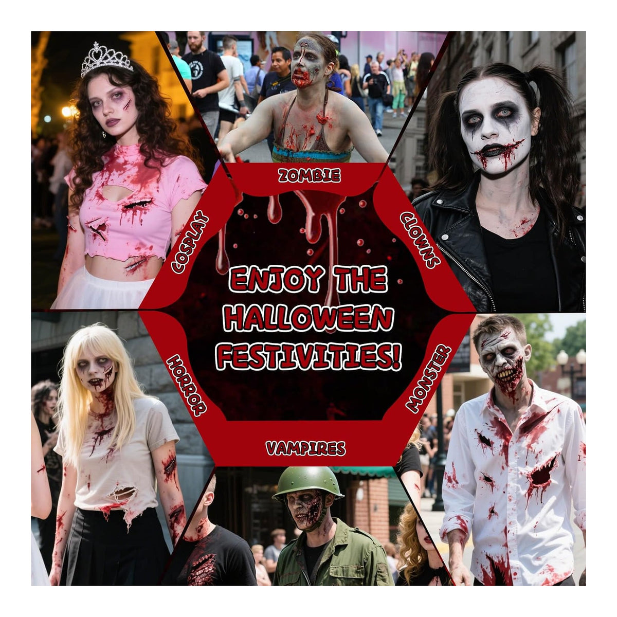 3PCS Halloween Fake Blood Makeup Kit, Fake Blood Dripping 2.03oz + Spray 2.03oz + Coagulated 1.35oz, Realistic Washable Fake Blood for Zombie Monster Mouth Clothes Vampire Cosplay & Dress Up