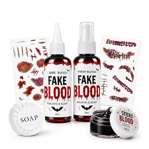 Fake Blood Spray, 6 Pcs Stage Blood Kit for Halloween Makeup, Fake Scars