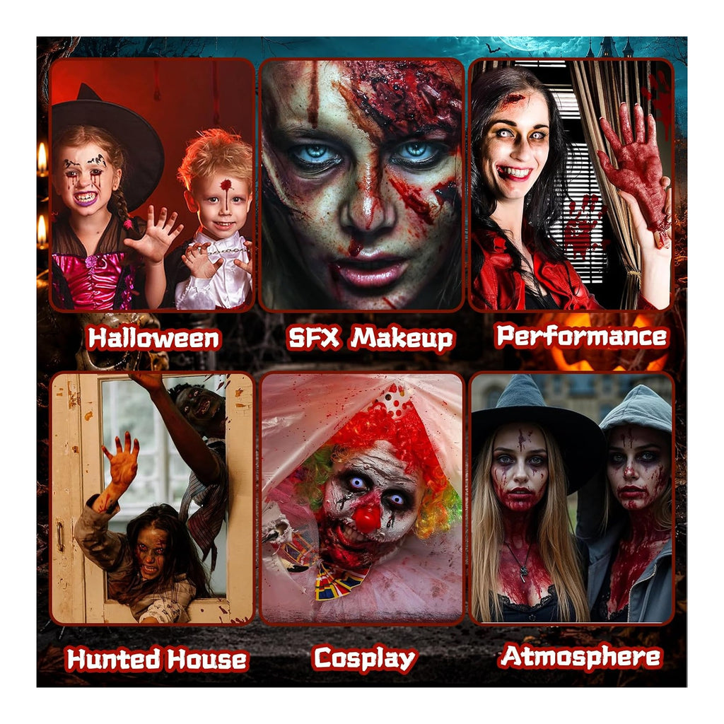 Fake Blood Spray, 6 Pcs Stage Blood Kit for Halloween Makeup, Fake Scars