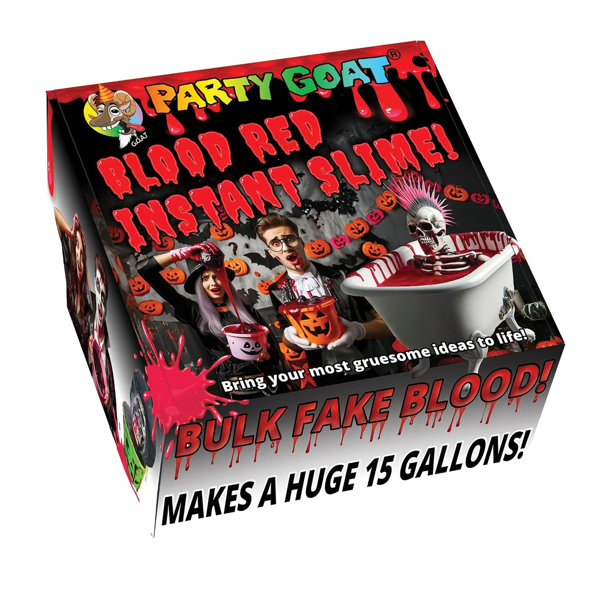 PARTY GOAT Fake Blood Powder, 15 Gallon Stage Blood Mix for Halloween Props