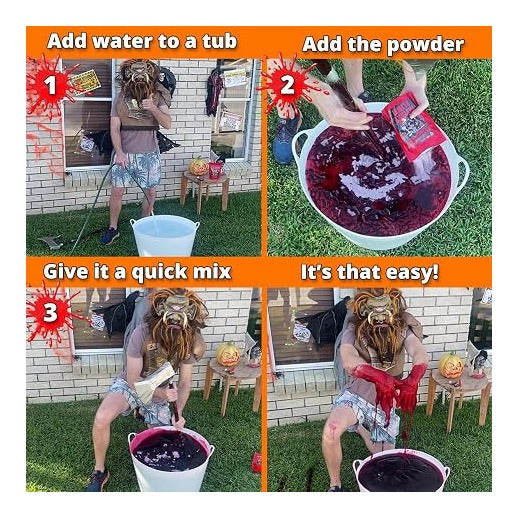 PARTY GOAT Fake Blood Powder, 15 Gallon Stage Blood Mix for Halloween Props
