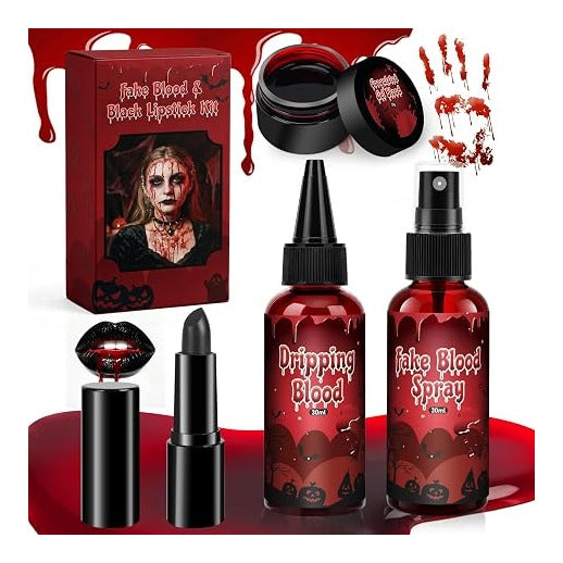4PCS Halloween Fake Blood Kit Cosplay Vampire Makeup Accessories
